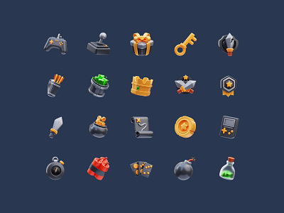 Game 3d Icon set 3d 3d game 3d icon 3d illustration 3d model 3d render adventure game app archery design game assets game icon icon icon pack illustration sport ui ui game uiux winner