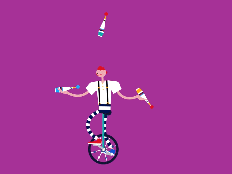 Just juggling on an unicycle animation juggle juggling loop unicycle