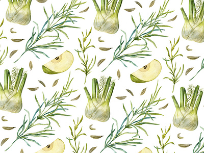 Estragon pattern fruit illustration illustration packaging pattern seamless pattern surface design surface pattern vegetables watercolor