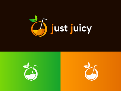 just juicy branding brandmark design gradient illustration juices logo minimalistic negative space logo pictorial mark product typography vector