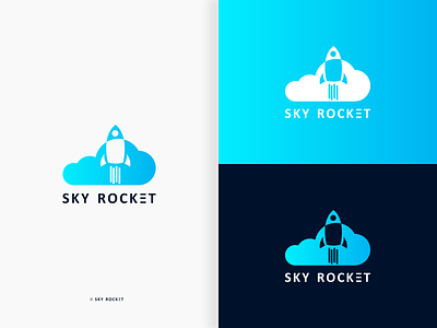 Sky Rocket branding brandmark design gradient illustration logo minimalistic negative space logo pictorial mark sky sky blue space typography vector
