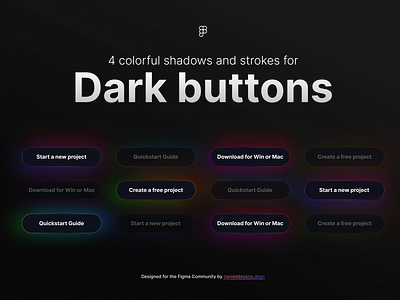 Dark Buttons - 4 minimal & colorful styles animation blacktheme brand design brand designer branding button dark darkmode darktheme design graphic design minimal neon tech ui uidesign ux
