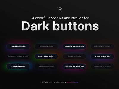 Dark Buttons - 4 minimal & colorful styles