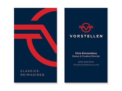 Vorstellen ( logo + business card ) brand burr business card identity ink kevin logo mark nashville ocular wings