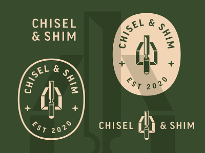 Chisel & Shim badge brand branding builder carpenter chisel construction craftsman logo logo design shim typogaphy