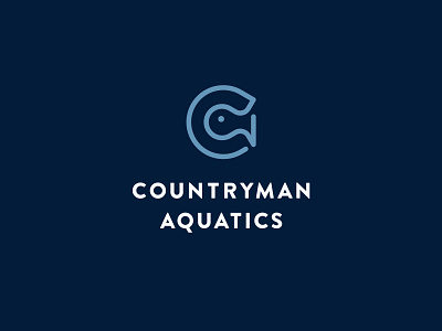 Countryman Aquatics aquatic brand branding fish icon letter logo logos mark monogram negativespace ocean sea water