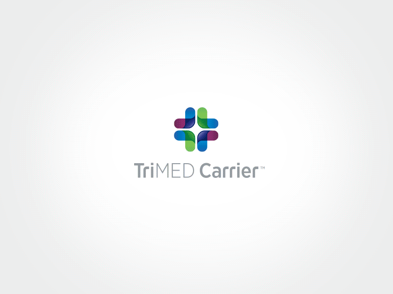 TriMed Carrier brand identity logo medical cross people seniors transportation