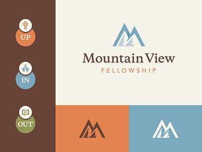 Mountain View Fellowship church colorado cross icon letter logo mountain nashville