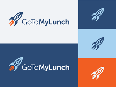GoToMyLunch Logo fork icon logo lunch mark rocket wordmark