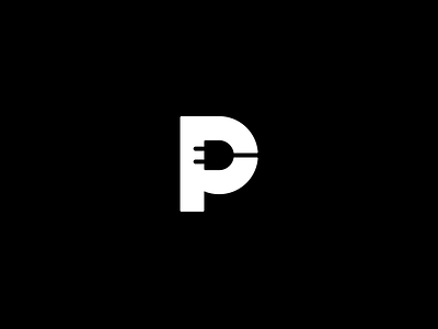 P is for Plug alphabet icon letter logo mark negative space outlet p plug type typography