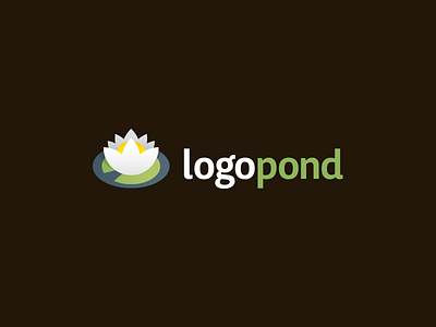 Logopond flower icon lily logo mark organic pad