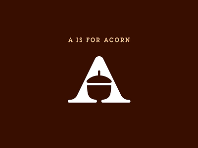 A is for Acorn a acorn alphabet brown letter logo mark negative space type typography