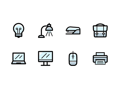 Office Icons briefcase computer icons lamp laptop lightbulb mouse office printer stapler