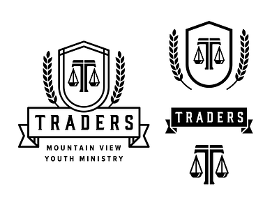 Traders Youth Ministry banner church custom leaf logo ministry monogram scale shield type wheat youth