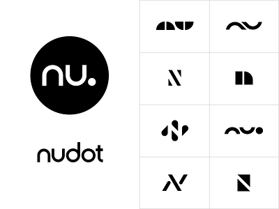 Nudot black circle dot icon logo logotype media monogram white wordmark