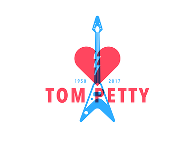 Tom Petty blue broken guitar heart logo music petty red rip tom