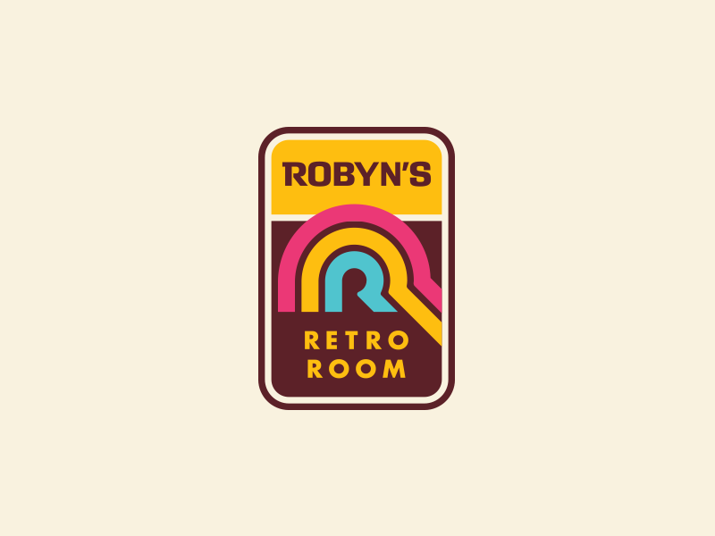 Robyn's Retro Room letter monogram icon mark logo enclosure badge colors old vintage retro