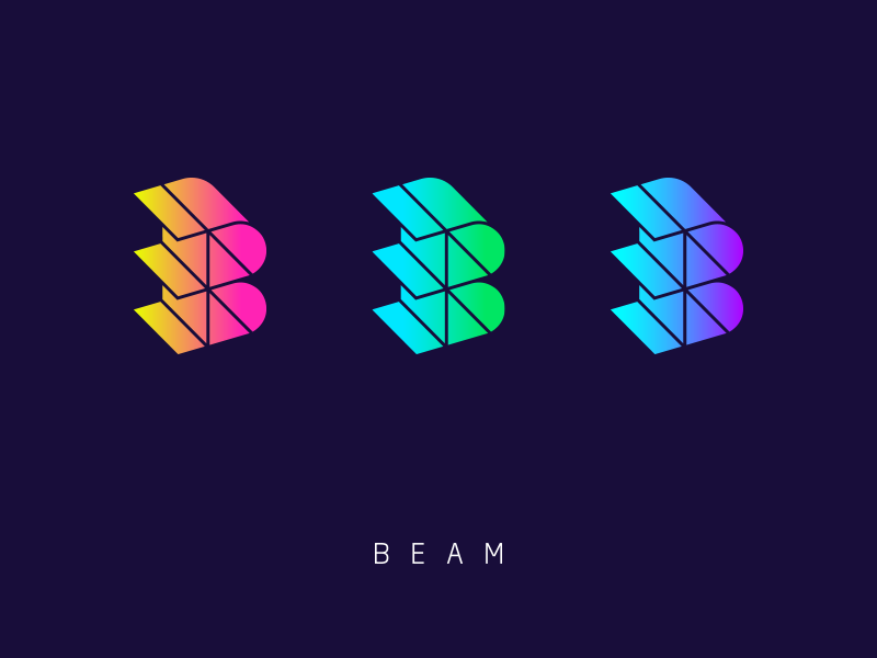 Beam geometric lines monogram modern construction 3d gradient beam icon mark logo