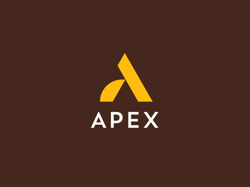 Logo Exploration letter monogram icon mark logo curve money financial brown yellow finance apex
