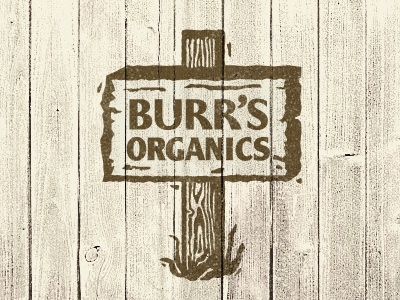 Burr's Organics burr farm grain ink kevin logo ocular organic post wood