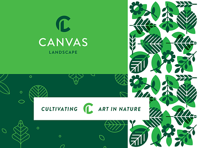 Canvas brand branding create green icon identity landscape leaf leaves logo nature organic pattern