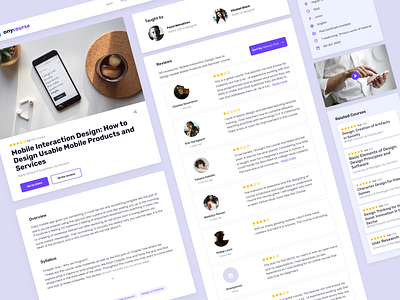 Anycourse - Course page course design reviews ui ux web