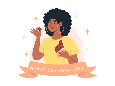World chocolate day character chocolate day flat illustration vector woman world