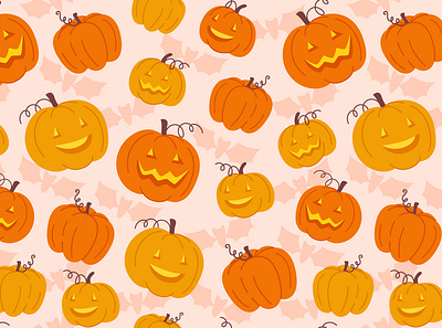 Pumpkin pattern autumn cute design flat halloween illustration pattern pumpkin vector