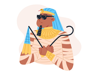 Cool Mummy character cute egypt flat halloween illustration mummy pharaoh vector