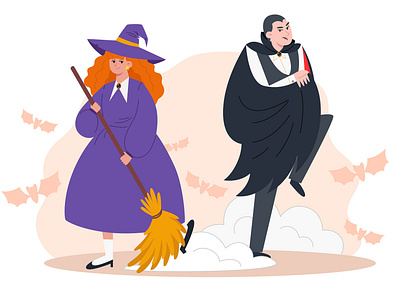 Halloween Characters character cute dracula flat ginger halloween illustration vampire vector witch