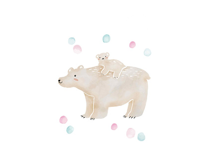 Polarbear Love animals illustrated art design illustration painting paintings poster procreate watercolor watercolor art