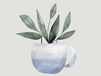 Plant in a cup design illustration paintings watercolor