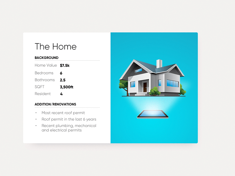 Presentation Card animation blue card float hologram home house hover illustration phone presentation stats