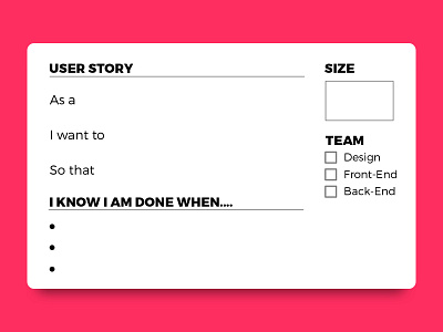 User Story Cards