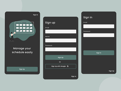 Sign Up & Sign In Page - To Do Apps apps dark design mobile ui ux