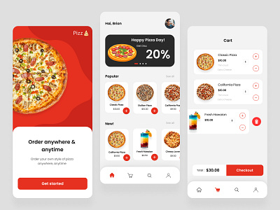 Pizza Delivery App Design app delivery minimal mobile mobileapp pizza ui uiux ux