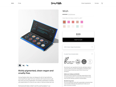 Giving Palette's Shopify Product Page