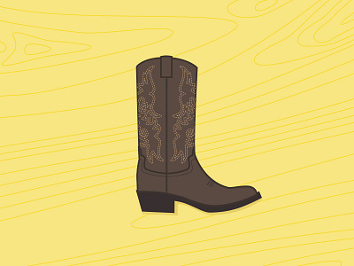 His boot cowboy dallas flat illustration texas