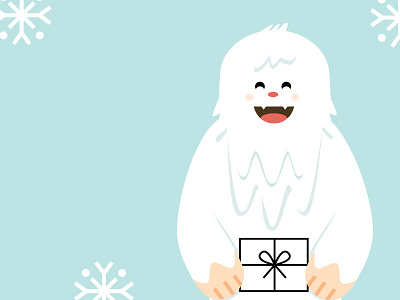 Yeti christmas gift greeting holiday illustration snow flake yeti