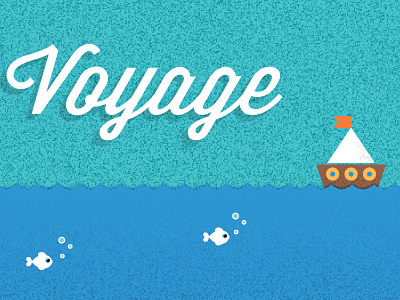 Bon Voyage Wishes blue boat fish illustration ocean sea voyage