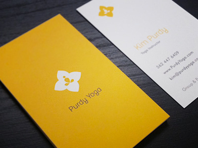 Purdy Yoga branding business card fitness health identity logo mark yellow yoga