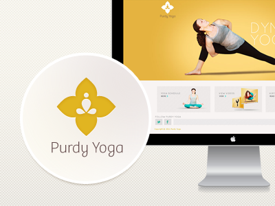 Purdy Yoga brand clean clear identity logo mediation website yellow yoga