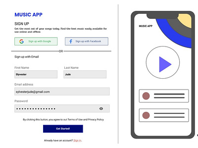 Music App UI design ui