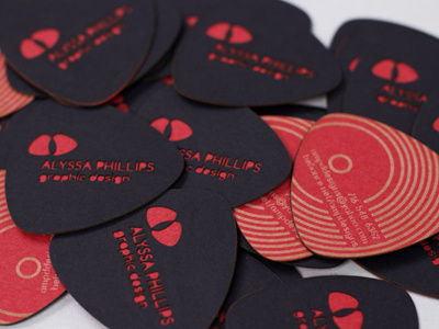 Personal Business Cards guitar pick laser cut music record shape