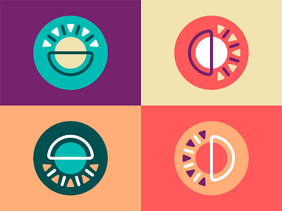 Quirk Yoga Brand Icon Set abstract augusta bold brand identity branding geometric health icon inclusive out of the box purple quirky red round shapes teal triangle turquoise wellness yoga