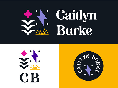 Caitlyn Burke Branding adobe black bold brand identity branding creative different empower energy exciting growth lightning logo modern pink process purple sun symbols yellow