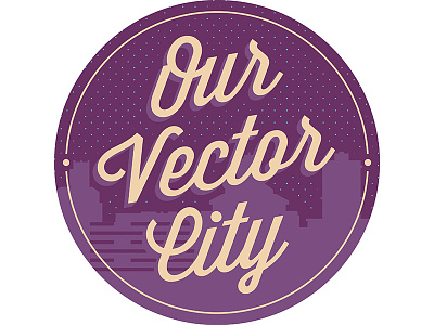 Our Vector City Logo asheville branding city logo medallion purple round script skyline typography vector