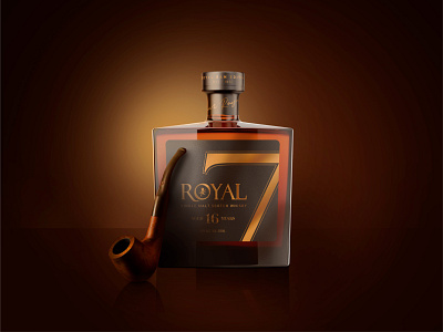 Royal 7 Packaging & Branding Design bottle branding brown designstudio graphicdesign limited edition logos package packaging packaging design pipe royal royal logo scotchwhiskey whiskey whiskey and branding whiskey bottle whiskey design whiskey label