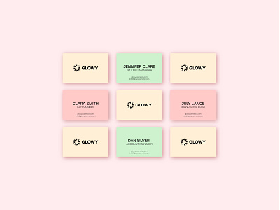 Glowy Cosmetics Business Cards beauty branding brand creation brand identity branding business cards card design cosmetic brand identity cosmetic branding cosmetic logo skincare branding skincare logo