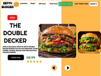 ZETTY HOME PAGE branding branding design burger colors creativity food frontend logo menu minimal mobile mobile ui slides ui uiux ux web webdesign website